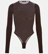Wardrobe.nyc Sheer Bodysuit In Brown