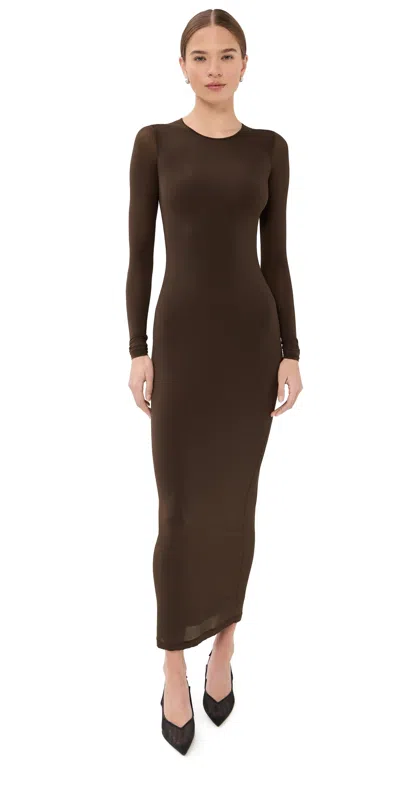 Wardrobe.nyc Wardrobe. Nyc Sheer Midi Dress Dark Brown