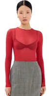 Wardrobe.nyc Wardrobe. Nyc Sheer Thong Bodysuit Red