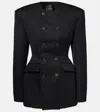 Wardrobe.nyc X Rhw Double-breasted Wool-blend Mini Blazer Dress In Black