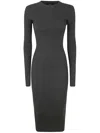 Wardrobe.nyc Ribbed Long Sleeve Dress In Gray