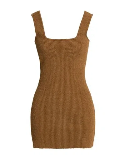 Wardrobe.nyc Wardrobe. Nyc Woman Mini Dress Camel Size L Cotton, Polyamide, Elastane In Brown