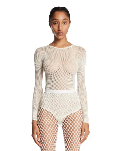 Wardrobe.nyc White Rhw Mesh Bodysuit