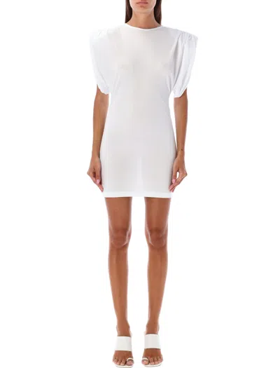 WARDROBE.NYC WHITE SHEATH MINI DRESS WITH STATEMENT SHOULDER FOR WOMEN