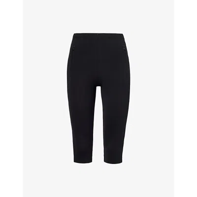 Wardrobe.nyc Womens Black Zip-pocket Stretch-woven Cropped Leggings