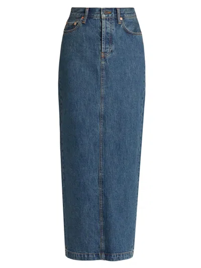Wardrobe.nyc Women's Cotton Denim Midi-skirt In Blue