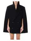 Wardrobe.nyc Double Breast Crop Cape In Black
