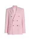 Wardrobe.nyc Oversized Double-breasted Grain De Poudre Wool Blazer In Pink