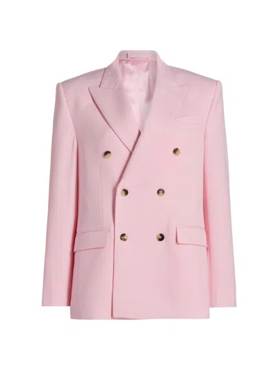 Wardrobe.nyc Oversized Double-breasted Grain De Poudre Wool Blazer In Pink
