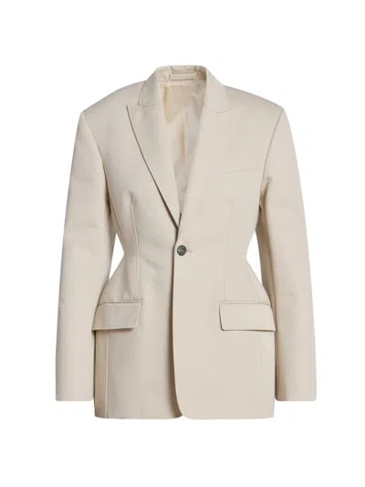 Wardrobe.nyc Women's Drill Contour Cotton Single-breasted Blazer In Neutral
