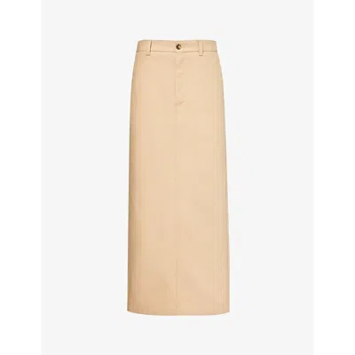 Wardrobe.nyc Womens Khaki Drill Column Cotton Maxi Skirt