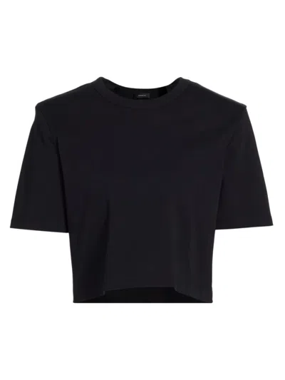 Wardrobe.nyc Women's Padded Cotton Crop T-shirt In Black