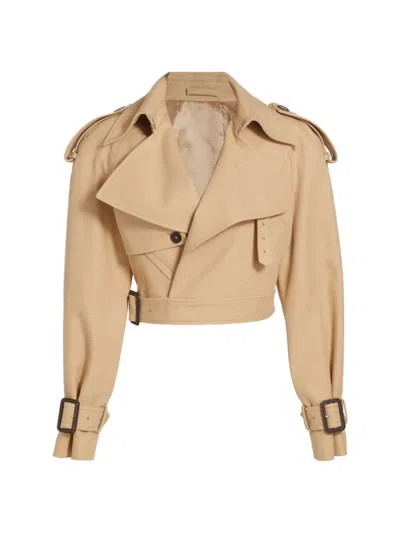 Wardrobe.nyc Women's Perfecto Cotton Crop Trench Coat In Neutral