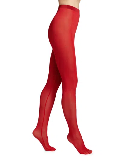 Wardrobe.nyc Women's Sheer High-waisted Tights In Red