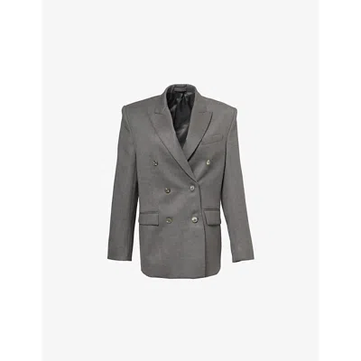 Wardrobe.nyc Mens  Double-breasted Peak-lapel Wool-blend Blazer In Charcoal