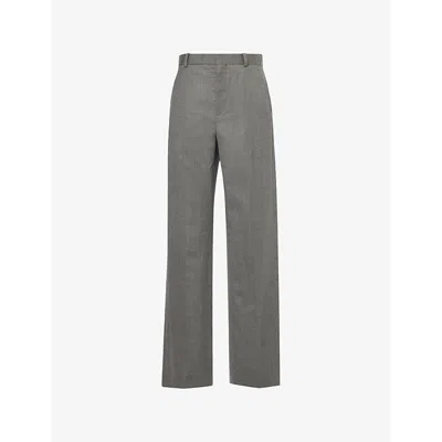 WARDROBE.NYC WOMENS CHARCOAL HIGH-RISE STRAIGHT-LEG WOOL-BLEND TROUSERS