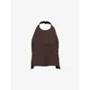 Wardrobe.nyc Mens  Backless Buckle-trim Halterneck Wool Top In Dark Brown