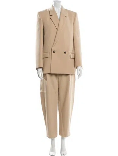 Pre-owned Wardrobe.nyc Wool Faux Fur Trim Pantsuit W/ Tags In Neutral