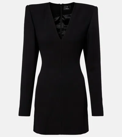 Wardrobe.nyc Rhw V Neck Long Sleeve Mini Dress In Black