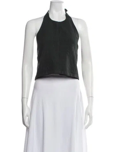 Pre-owned Wardrobe.nyc Wool Plaid Print Crop Top In Black