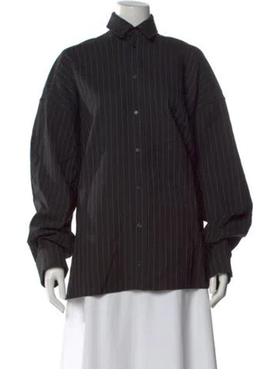 Pre-owned Wardrobe.nyc Wool Striped Button-up Top In Black