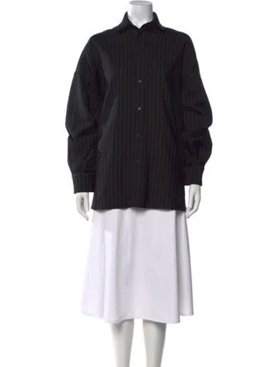 Pre-owned Wardrobe.nyc Wool Striped Button-up Top In Black