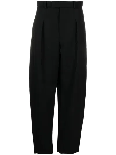 Wardrobe.nyc Pleated Virgin Wool Loose Fit Tailored Pants In Black