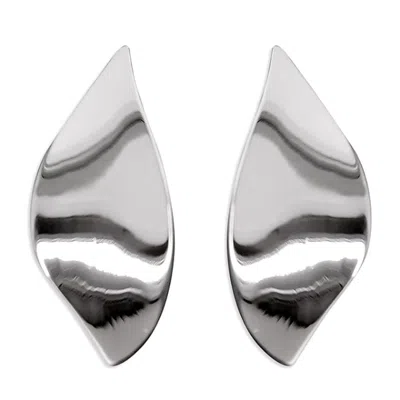 Ware Collective Women's Neutrals / Silver Curve Leaf Earrings