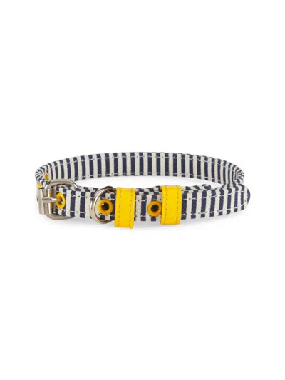 Ware Of The Dog Striped Canvas Dog Collar In Multi