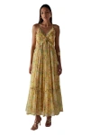 Warehouse Chiffon Ruffle Strappy Floaty Maxi Dress In Yellow