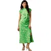 Warehouse Crinkle Satin Button Side Midi Dress In Pink