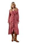 Warehouse Dobby Chiffon Midi Dress In Pink