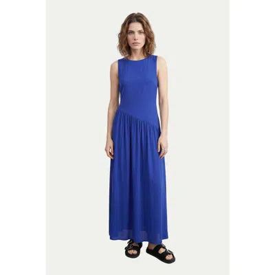 Warehouse Dropped Waist Chiffon Tiered Maxi Dress In Blue