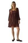 Warehouse Hand Embellished Square Neck Mini Dress In Brown