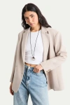 Warehouse Oversized Single Breasted Blazer In Neutral