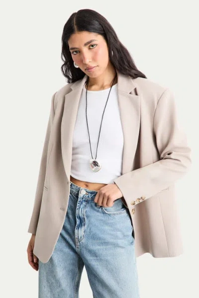 Warehouse Oversized Single Breasted Blazer In Neutral