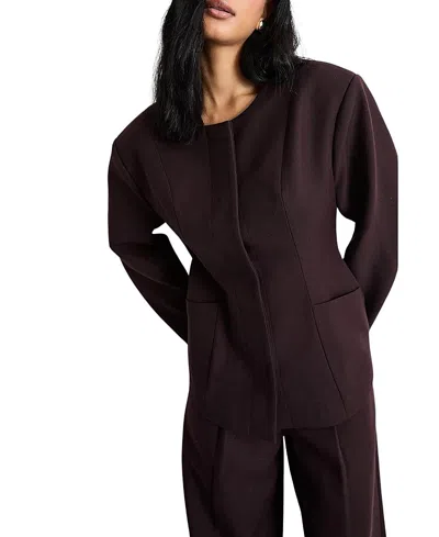 Warehouse Premium Tailored Moulded Waist Blazer In Purple