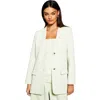 Warehouse Runway Collarless Boxy Blazer In Green