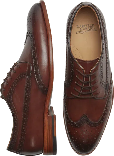 Warfield &amp; Grand Warfield & Grand Men's Abby Italian Leather Wingtip Oxfords Cognac - Size: 9 D-width In Multi