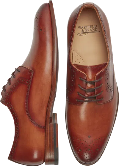 Warfield &amp; Grand Warfield & Grand Men's Cassett Italian Leather Medallion Toe Oxfords In Brown