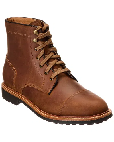 Warfield & Grand Cap Toe Leather Boot In Brown