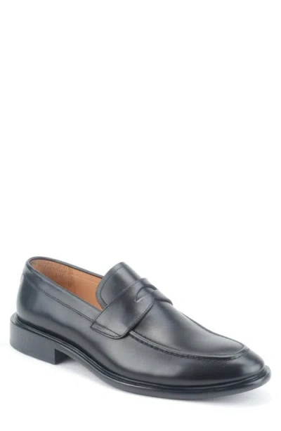 Warfield & Grand Savoy Apron Toe Penny Loafer In Black