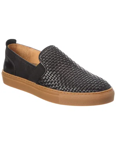 Warfield & Grand Woven Leather Slip-on Sneaker In Black