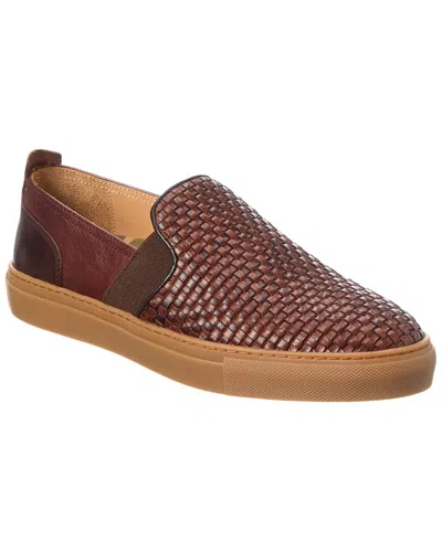 Warfield & Grand Woven Leather Slip-on Sneaker In Brown