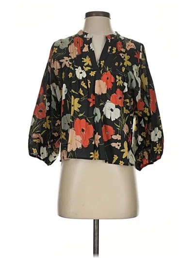Pre-owned Warm 3/4 Sleeve Blouse In Black