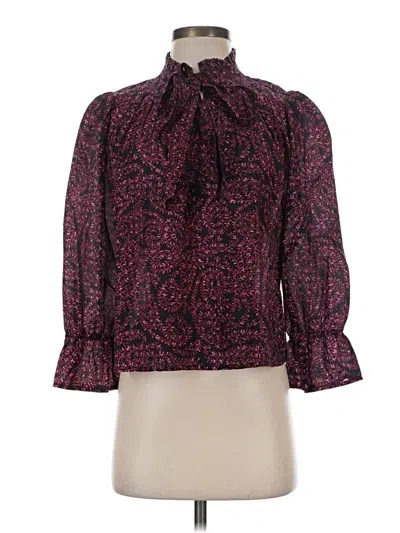 Pre-owned Warm 3/4 Sleeve Blouse In Burgundy