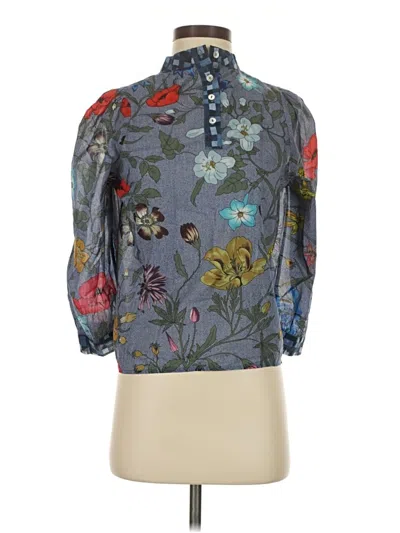 Pre-owned Warm 3/4 Sleeve Blouse In Gray