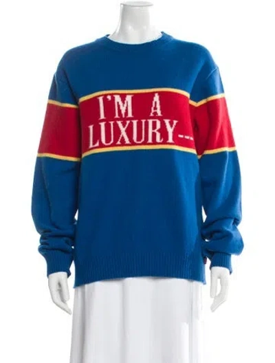 Pre-owned Warm & Wonderful X Rowing Blazers Graphic Print Crew Neck Sweater In Blue