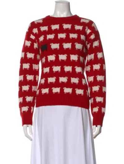 Pre-owned Warm & Wonderful X Rowing Blazers Wool Graphic Print Sweater In Red