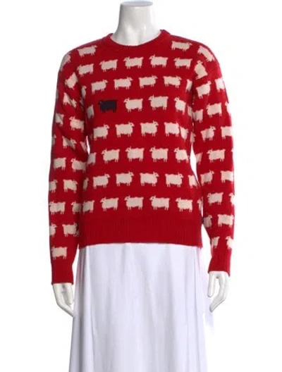 Pre-owned Warm & Wonderful X Rowing Blazers Wool Graphic Print Sweater In Red